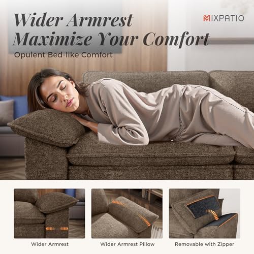MIXPATIO 124" 5-Seat U Shaped Modular Sectional Sofa,Chenille Taupe | Mo...