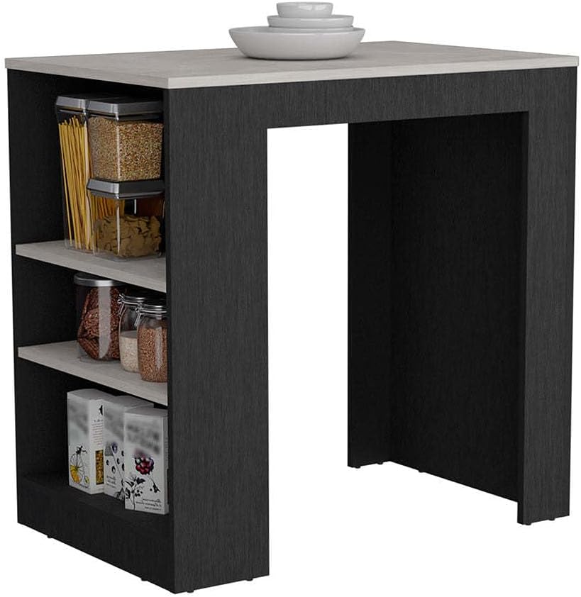 Kitchen Island with 3-Side Shelf and Counter Height Table Top | Includes thre...
