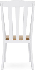 Signature Design by Ashley Ashbryn Farmhouse Armless Dining Chair with Bent Slat Back, Set of 2, White & Light Brown