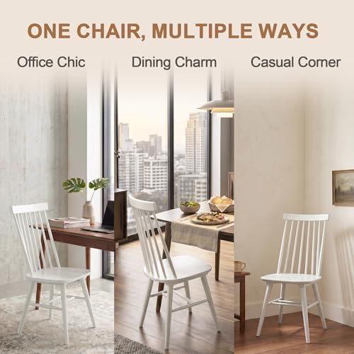 DUHOME White WoodenDining Chairs Set of 4 Wood Dining Room Chair Slat Windsor...