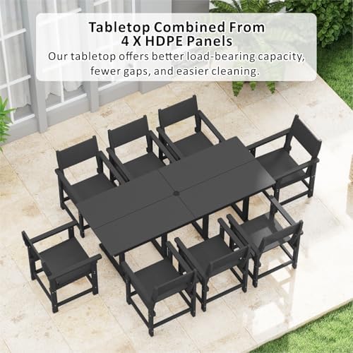 9-Piece HDPE Outdoor Patio Dining Set,Outdoor Table and Chairs,Modern Plastic...