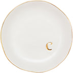 COLLECTIVE HOME - Ceramic Jewelry Tray, Decorative Trinket Dish for Rings Earrings Necklaces Bracelet Watch Keys, Birthday Mother's Day Christmas Gift for Women, 4.75", White Surface (C)