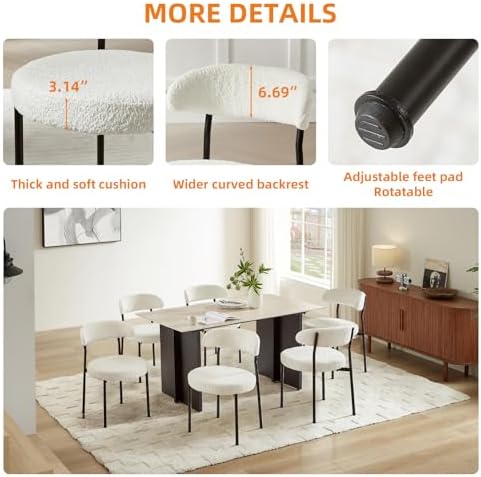 SoarFlash Dining Chairs, Beige Boucle Dining Chairs Set of 4, Kitchen Dining ...