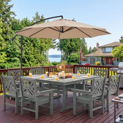 HDPE Outdoor Dining Set,10-Piece Outdoor Table and Chairs Include 8 Dining Ch...