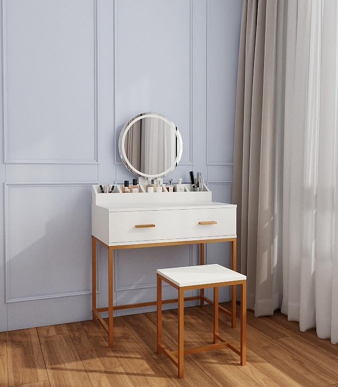 GOWE Vanity Table Set with Storage White Modern Contemporary for Bedroom Furn...