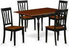 East West Furniture MZAN5-BCH-W 5 Piece Kitchen Table & Chairs Set Includes a Rectangle Dining Room Table with Dropleaf and 4 Dining Chairs, 36x54 Inch, Black & Cherry