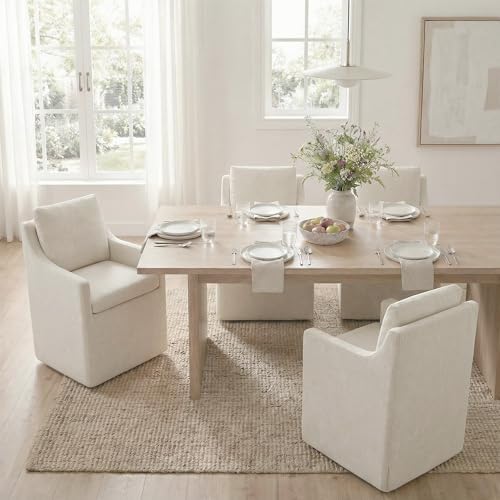 KISLOT Upholstered Dining Chairs Set of 2 with Washable Cover, Oatmeal