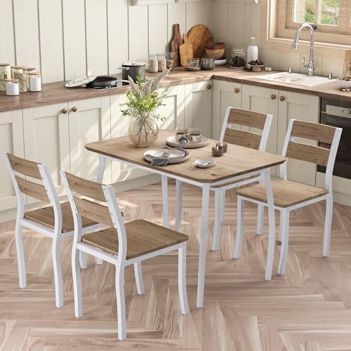 IDEALHOUSE Dining Table Set for 4 Modern Kitchen Table and Chairs Set with Ch...