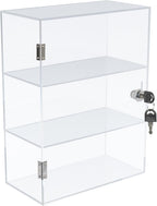 DuvinDD Acrylic Display Case with Lock, Collectibles Showcase Clear | Countertop Locking Display Cabinet with Shelves and Door, Acrylic Storage Safe Organizer for Home Office, 11.8x5.9x15.7inch
