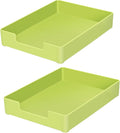 Letter-Size Tray, 2PCS A4 Plastic Stackable Paper Tray, Desk Drawer Organizer for Office, School, Home Storage, and Storage Containers for Christmas Ornaments, Gift Wrap (2X Green)