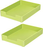 Letter-Size Tray, 2PCS A4 Plastic Stackable Paper Tray, Desk Drawer Organizer for Office, School, Home Storage, and Storage Containers for Christmas Ornaments, Gift Wrap (2X Green)