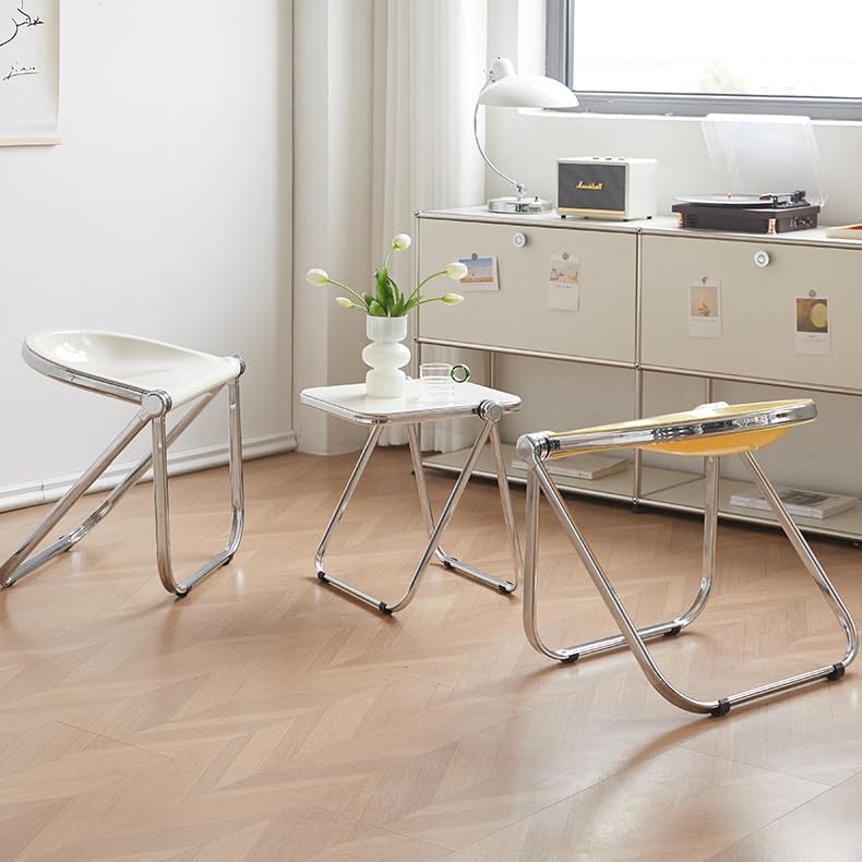 ZYFAB Folding Acrylic Tray Table Modern Small Drink Table Chair Set Foldable ...