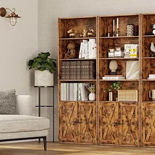 IRONCK Industrial Bookshelves and Bookcases with Doors Floor Standing 6 Shelf...