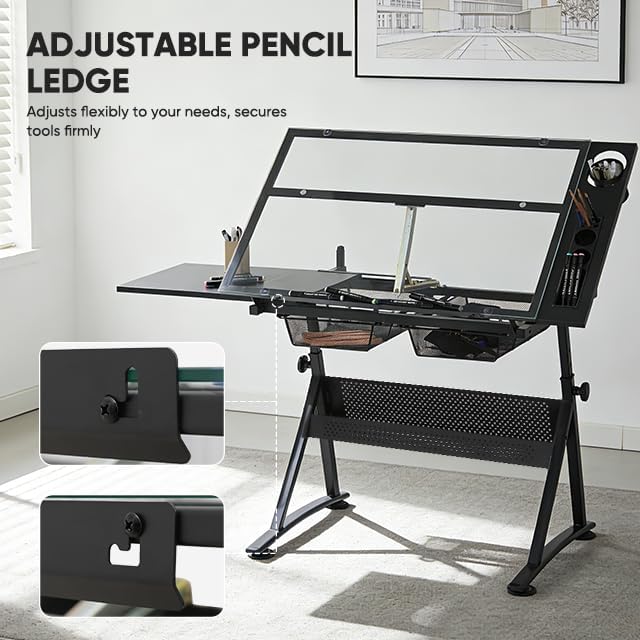 Magshion Drafting Table Adjustable Drawing Table w/Stool