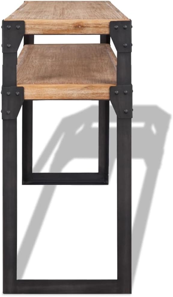 Rustic Brown Black Console Table for Living Room, Compact Side Table 15.7 Inc...