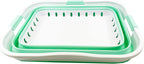 SAMMART 42L (11 gallon) Collapsible Plastic Laundry Basket - Foldable Pop Up Storage Container/Organizer - Portable Washing Tub - Space Saving Hamper/Basket (White/Pale Jade)