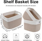 3 Pack Woven Baskets,Storage Baskets for Shelves with Handles | 13.5"×11"×9.5" Closet Baskets, Nursery Organizer for Toys Towels Books, Storage Bin for Living Room Bedroom (White&Brown)