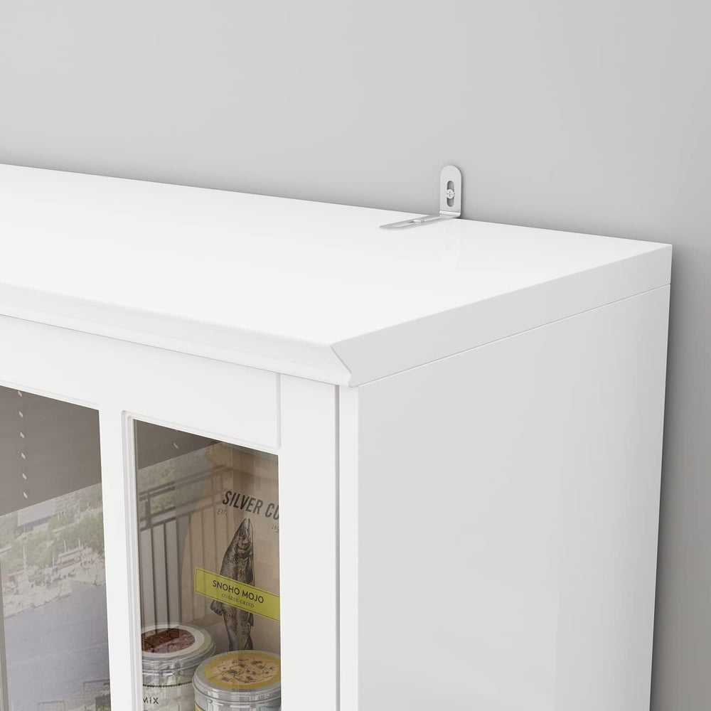 AIEGLE Freestanding Cabinet with 3 Glass Doors, Tall Storage with 5-Tier Shel...