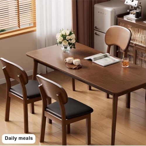 Etlegor Wood Dining Chair with Curved Backrest, Mid Century Modern Makeup Sto...