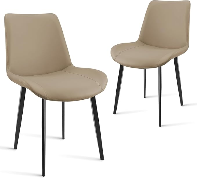 Dining Chairs, Modern PU Leather Dining Room Chair with Sturdy Metal Legs, Up...