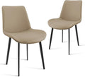 Dining Chairs, Modern PU Leather Dining Room Chair with Sturdy Metal Legs, Upholstered Seat Dinner Chairs Accent Side Chairs for Indoor Kitchen Living Room (Tan, Set of 2)