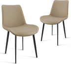 Dining Chairs, Modern PU Leather Dining Room Chair with Sturdy Metal Legs, Upholstered Seat Dinner Chairs Accent Side Chairs for Indoor Kitchen Living Room (Tan, Set of 2)
