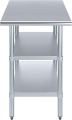 AmGood Stainless Steel Work Table with 2 Shelves | NSF | Metal Utility Table (24" Long x 30" Deep)