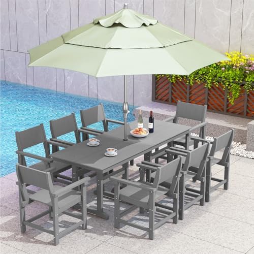 9-Piece HDPE Outdoor Patio Dining Set,Outdoor Table and Chairs,Modern Plastic...
