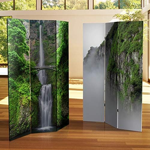 Red Lantern 6 ft. Tall Double Sided Mountaintop Waterfall Canvas Room Divider...
