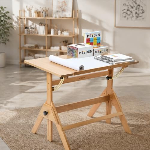 MEEDEN Wood Drafting Table & Stool: 35.5" x 23.5" Art Desk and ...