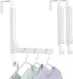 BAKON Over The Door Hanger Folding Clothes Drying Rack, Folding Hanging Coat Rack for Indoor Laundry Room Compact Small Space Foldable Portable Clothing Hanger Hook Collapsible (Wihte-2(Upgraded))