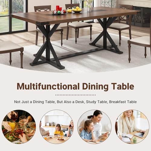 Hlivelood Dining Table for 8 10 People,Rectangular Kitchen Farmhouse Table W/...
