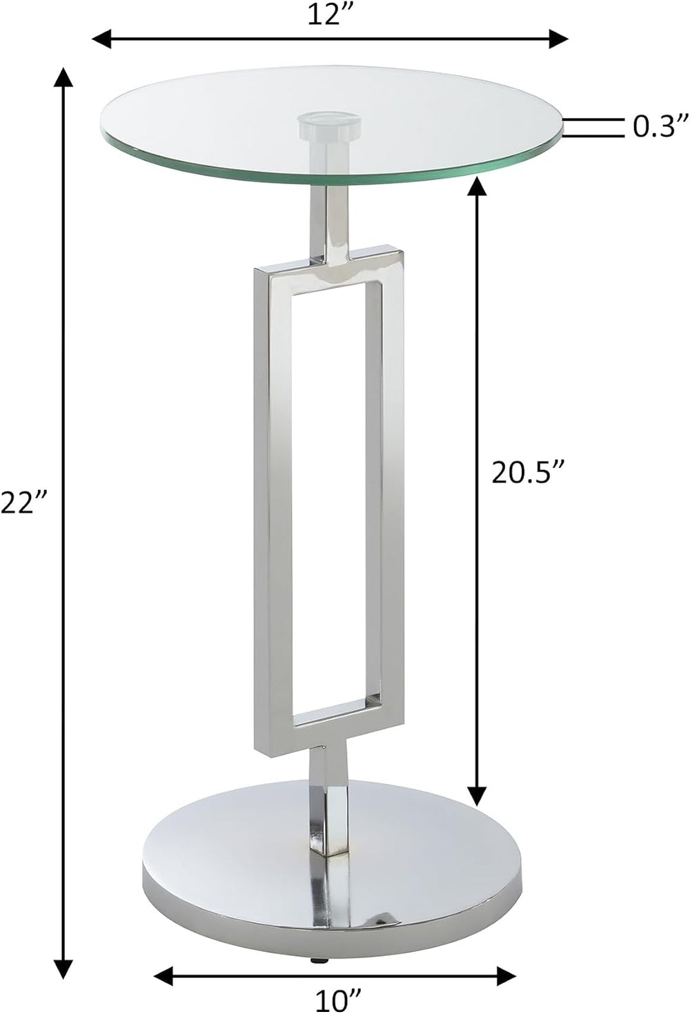 Convenience Concepts Town Square Chrome Glass Martini End Table 12" - Ro...