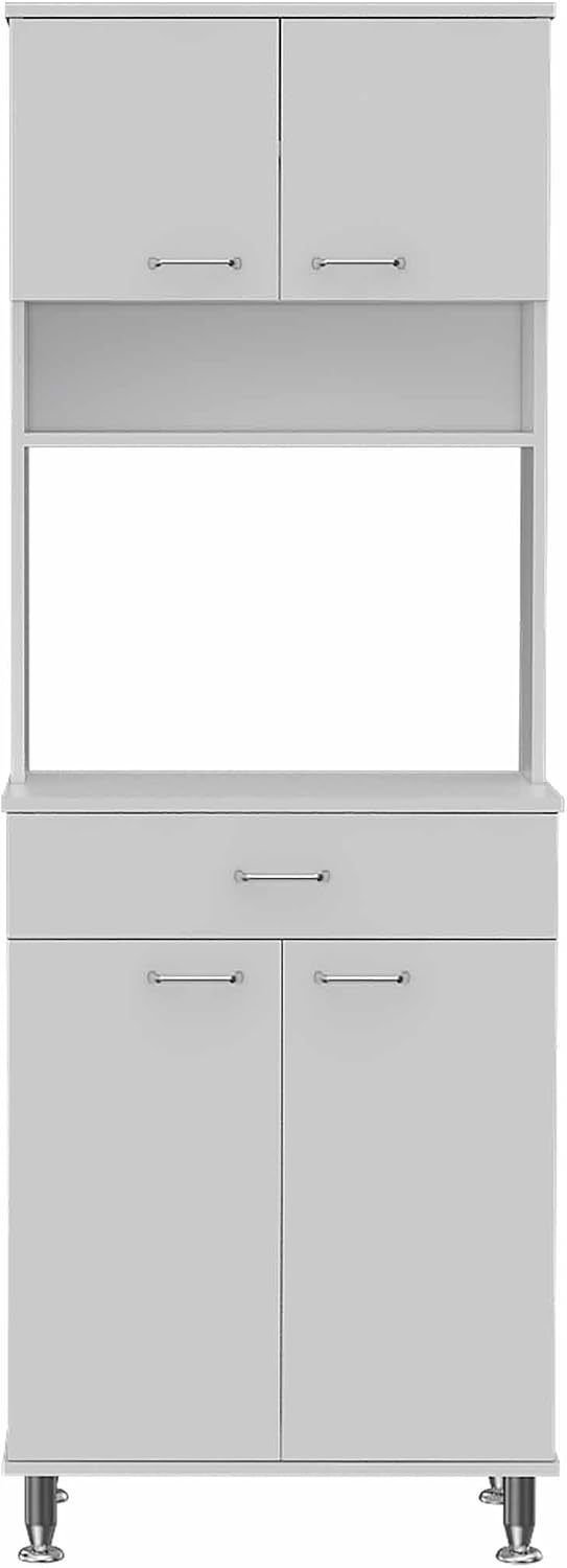 66" H Kitchen Pantry Cabinet Storage,4-Door Wooden Cupboard Credenza Buf...