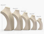 Beige Linen Necklace Display Bust - 15.7" Jewelry Holder for Necklaces, Bracelets, Figure Display Stand (40x23cm)