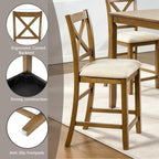 LUMISOL 5-Piece Dining Table Set for 4, Solid Wood Counter Height Kitchen Table Set with Square Table & 4 X-Back Chairs, Farmhouse Table and Chairs Set for Dining Room, Kitchen, Small Spaces, Oak