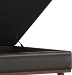 SIMPLIHOME Owen 36 inch Wide Mid Century Modern Square Coffee Table Storage Ottoman in Tanners Brown Vegan Faux Leather, Assembled, for the Living Room, Entryway and Family Room