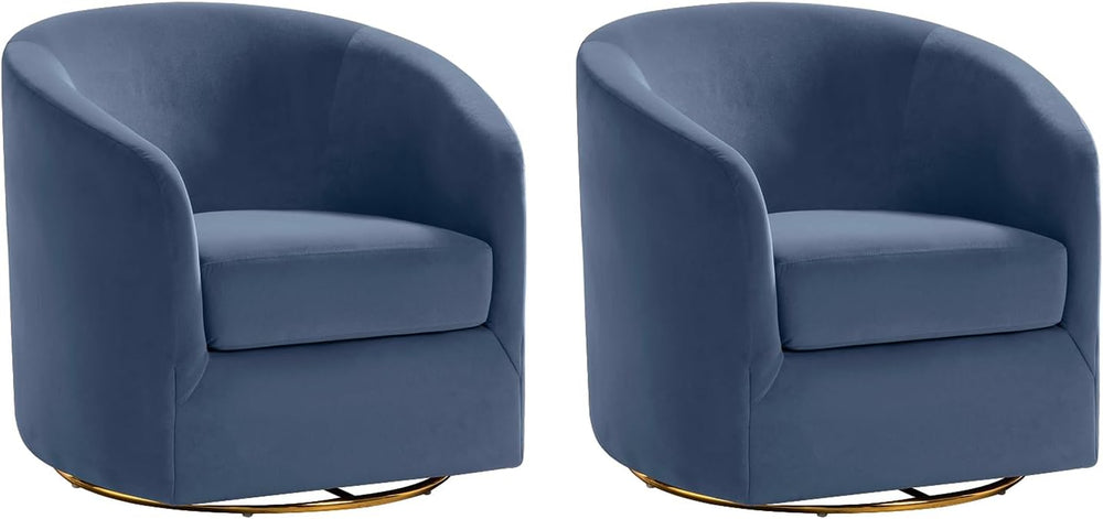 HULALA HOME Swivel Accent Chair with Gold Metal Base, Set of 2 Contemporary V...
