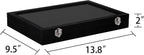 Frebeauty Velvet Jewelry Tray,12 Grid Jewelry Organizer with Clear Lid,Bracelets Holder,Jewelry Display Case with Clasp,Drawer Insert Bangle Brooch,13.8 x 9.5 x 2 Inches,Gift for Women Girls(Black)