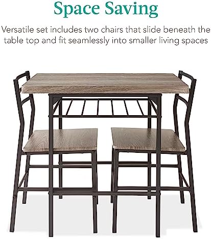 Best Choice Products 3-Piece Modern Dining Set, Space Saving Dinette for Kitc...
