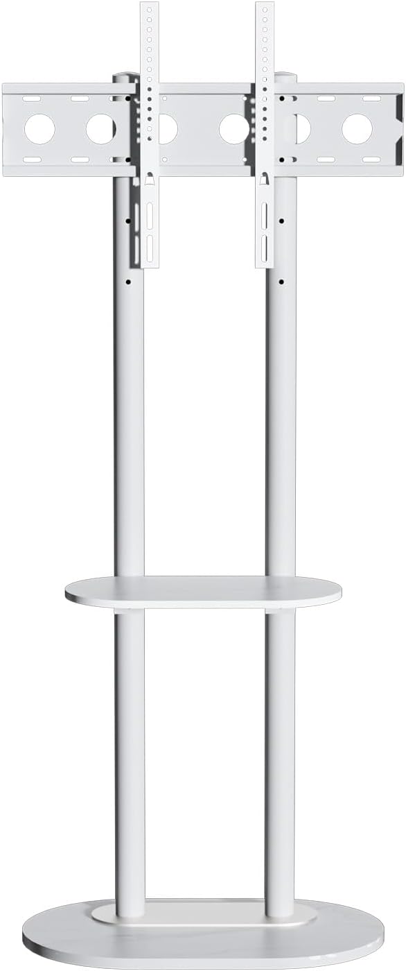unho White Floor TV Stand with Shelf for 45-75 inch Flat LCD LED Screen TVs |...