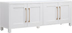 Henn&Hart Rectangular TV Stand for TV's up to 80" in White, TV Stands for the Living Room