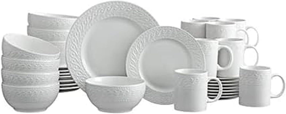 Pfaltzgraff Sylvia Dinnerware Set 32-Piece Service for 8 - White Porcelain Di...