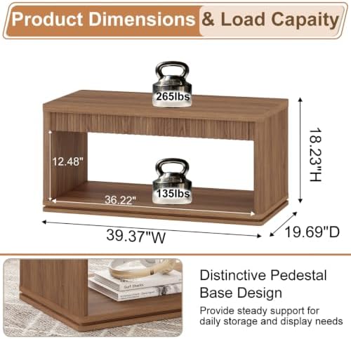 FATORRI Coffee Table and TV Stand Bundle for Living Room, Walnut TV Console E...