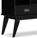 SIMPLIHOME Draper Bookcase - 64 inch Tall Solid Hardwood Wide Storage Bookshelf in Black, Mid-Century Modern Storage for Living Room, Study Room or Office with Adjustable Shelves and Tapered Legs