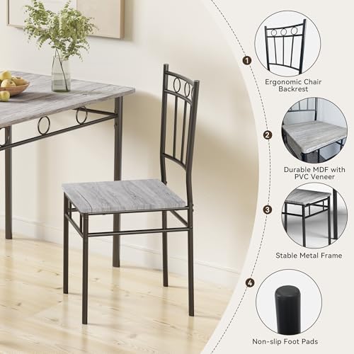 Rectangular Dining Room Table Set with 4 Chairs, Space-Saving Kitchen Table S...