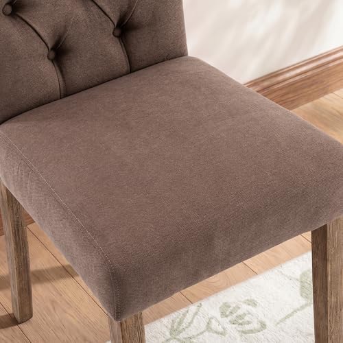 Tufted Dining Chair Fabric Button Upholstered Modern Kitchen Diner Set of 2 |...