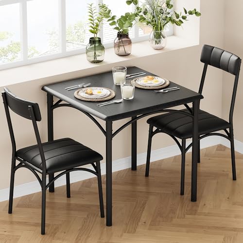 GAOMON Dining Table Set for 2, Kitchen Table and Chairs for 2 with Upholstere...