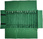 Portable Jewelry Roll Untangled Secure Necklace Travel Storage Bag Displays Holder 16 Chain (gray PU and green)