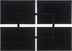 Coward Set of 5 Stackable Jewelry Organizer Tray Necklace Earring Box Storage Ring Bracelet Display Holder (Black(ring+necklace+earring+12grid))